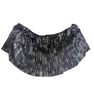 Crop Metallic Silver Pleated Strapless Top Dance Club Wear